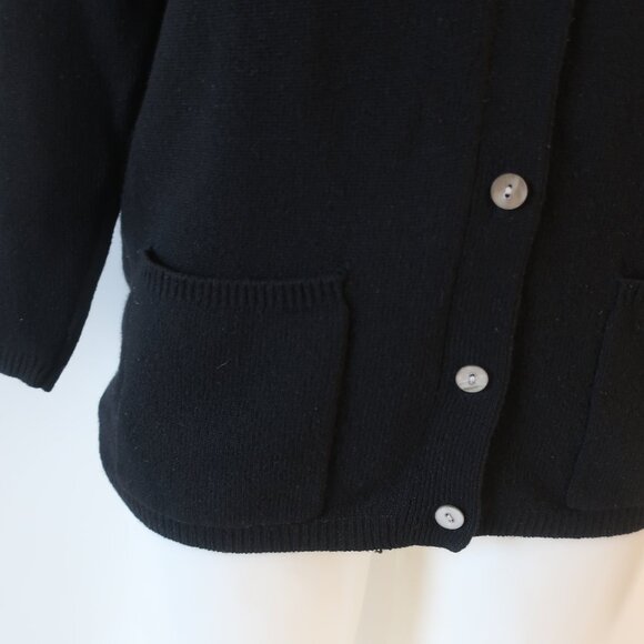 Womens Cashmere Sutton Studio Black V-Neck Pure Cashmere Cardigan Sweater S - Picture 4 of 11